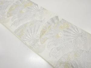 アンティーク　扇に流水・花・古典柄模様織り出し袋帯（材料）